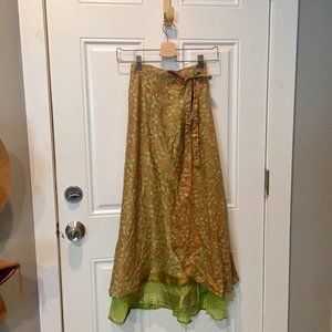 Silk midi skirt